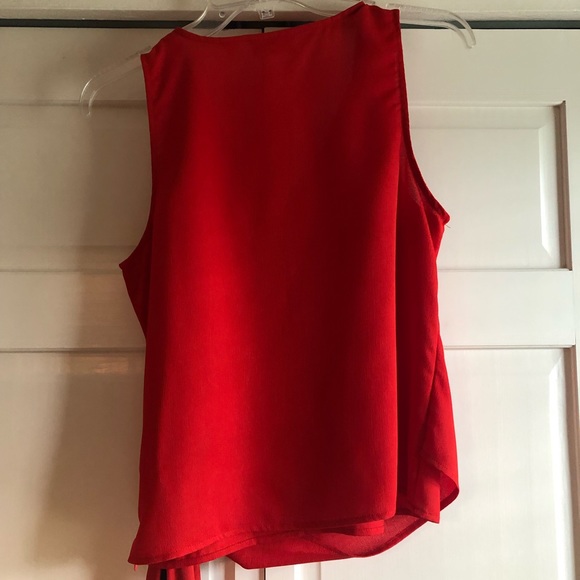 New York & Co Red Blouse with black lined - Picture 9 of 9